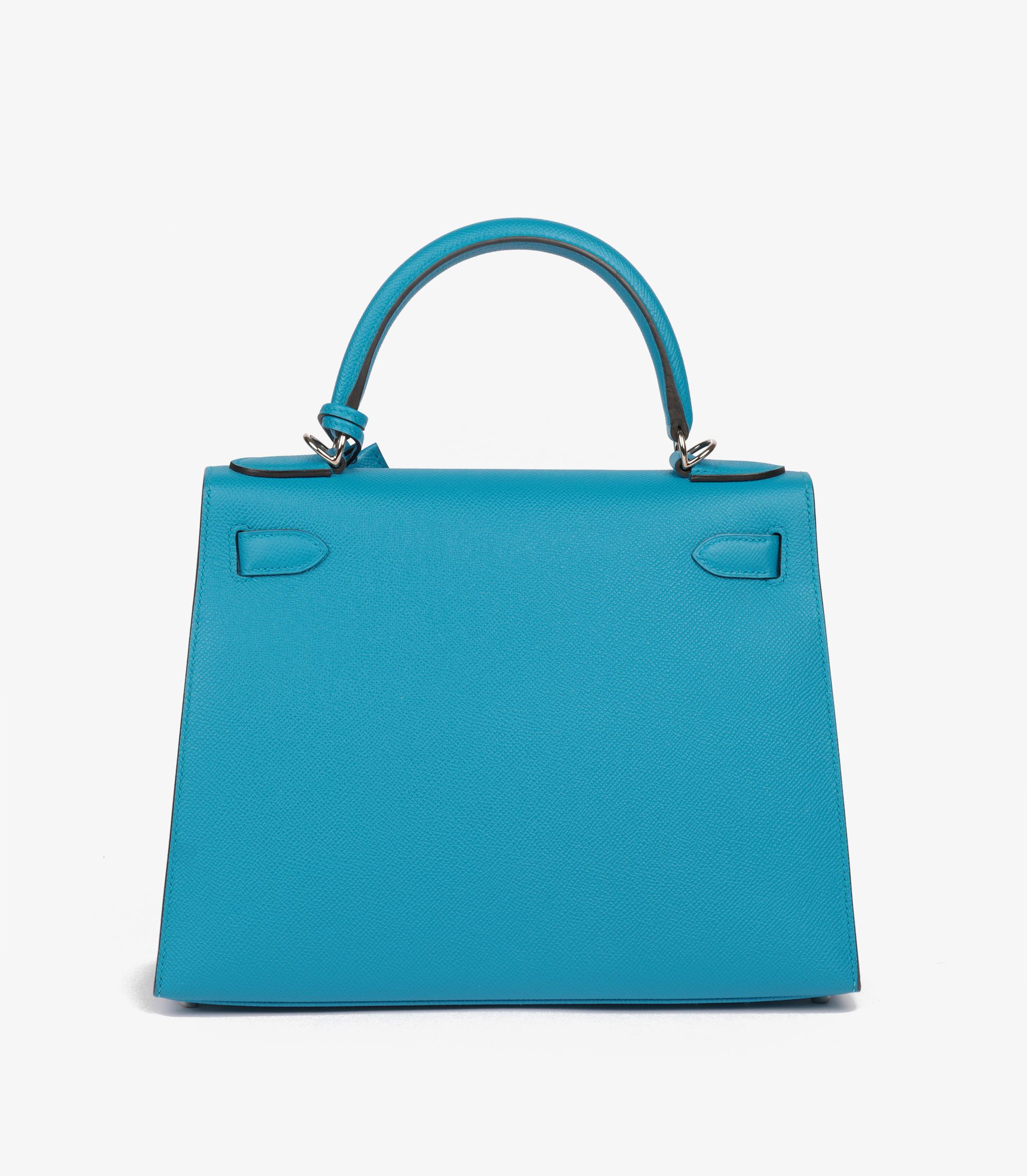 Hermès Kelly en cuir bleu Zanzibar Epsom 28cm Sellier en vente 3