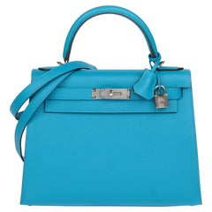Hermès Blue Zanzibar Epsom Leather Kelly 28cm Sellier