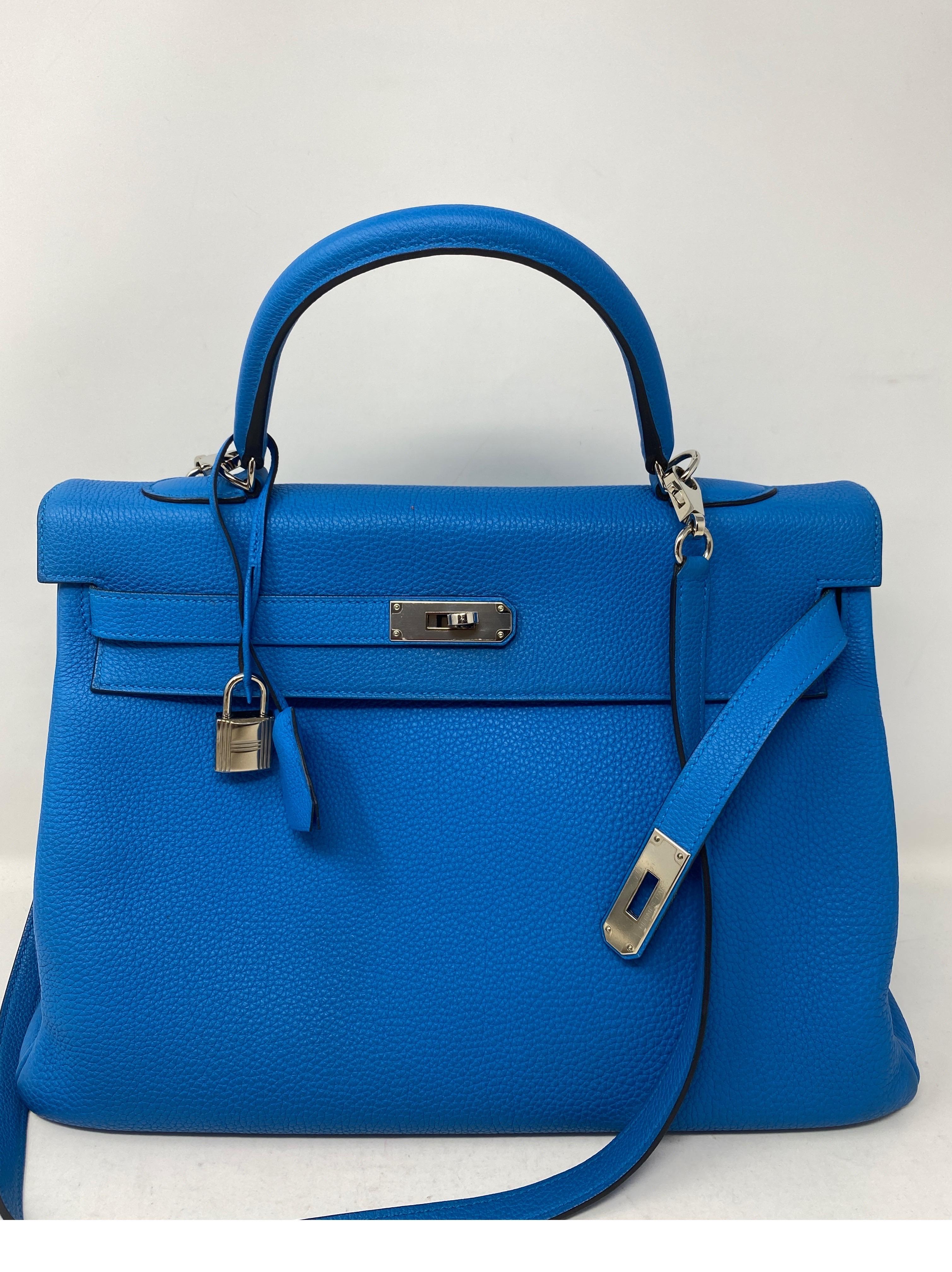 Hermes Blue Zanzibar Kelly 35 Bag  4