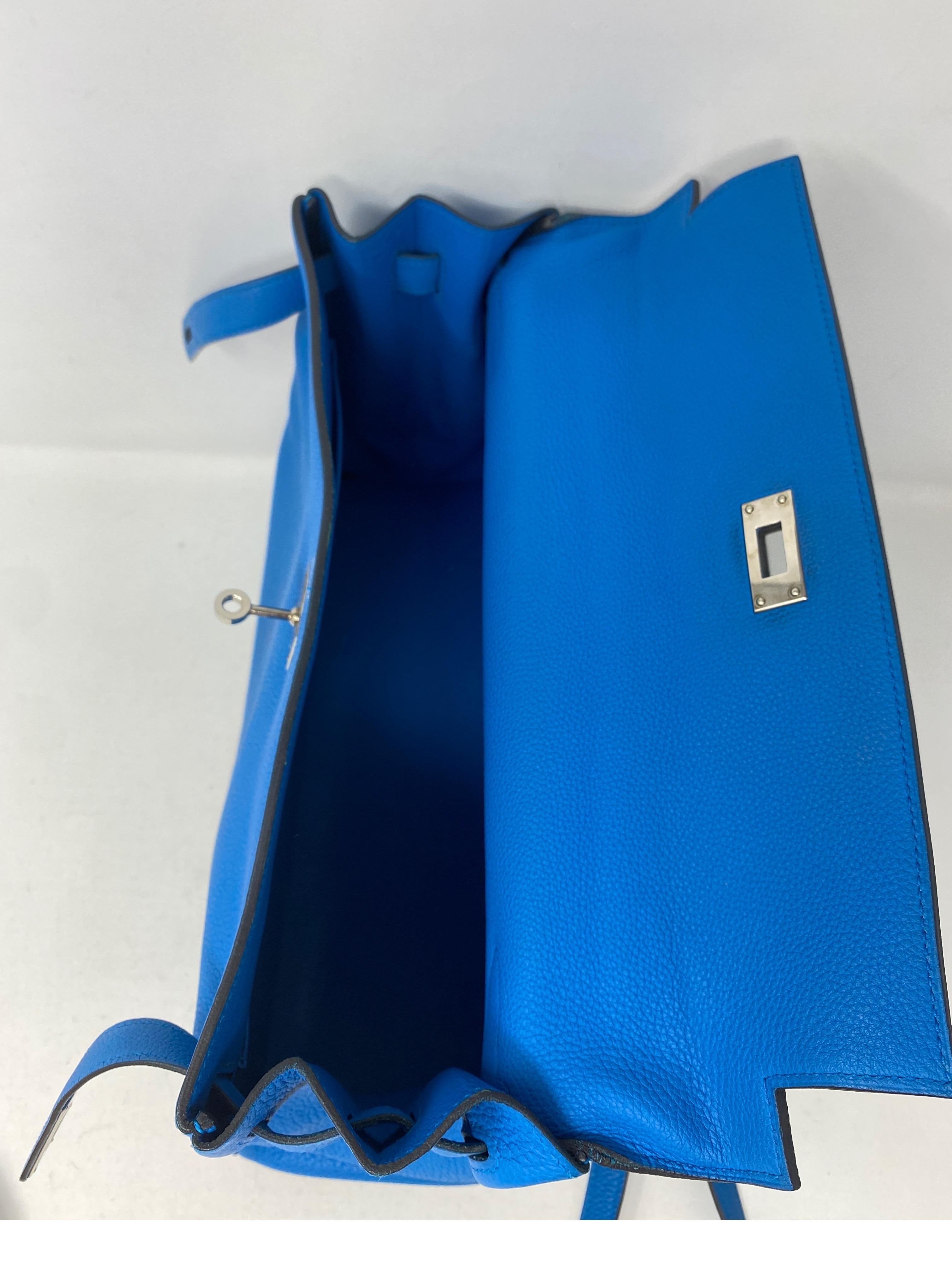 Hermes Blue Zanzibar Kelly 35 Bag  6