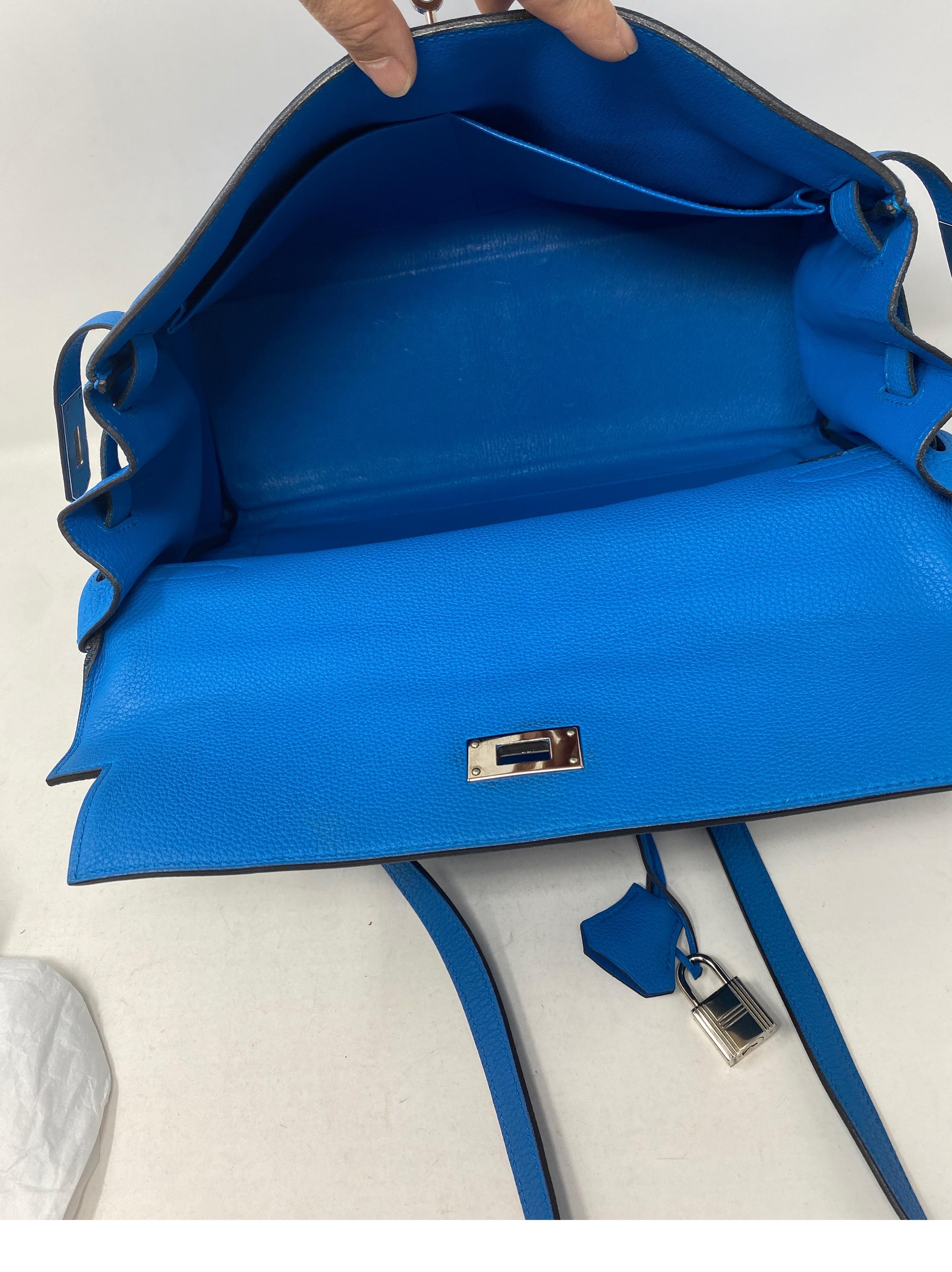 Hermes Blue Zanzibar Kelly 35 Bag  8