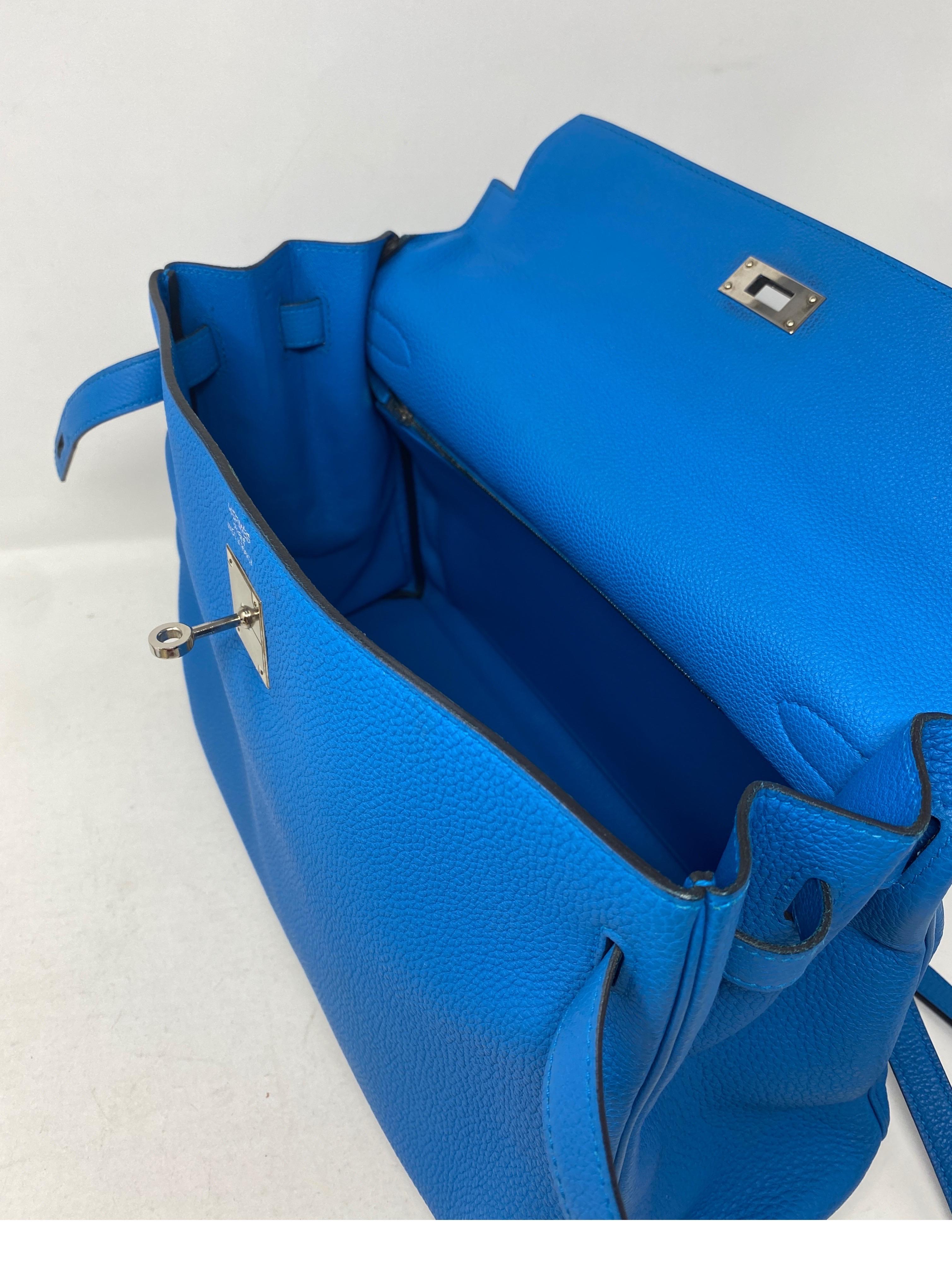 Hermes Blue Zanzibar Kelly 35 Bag  9
