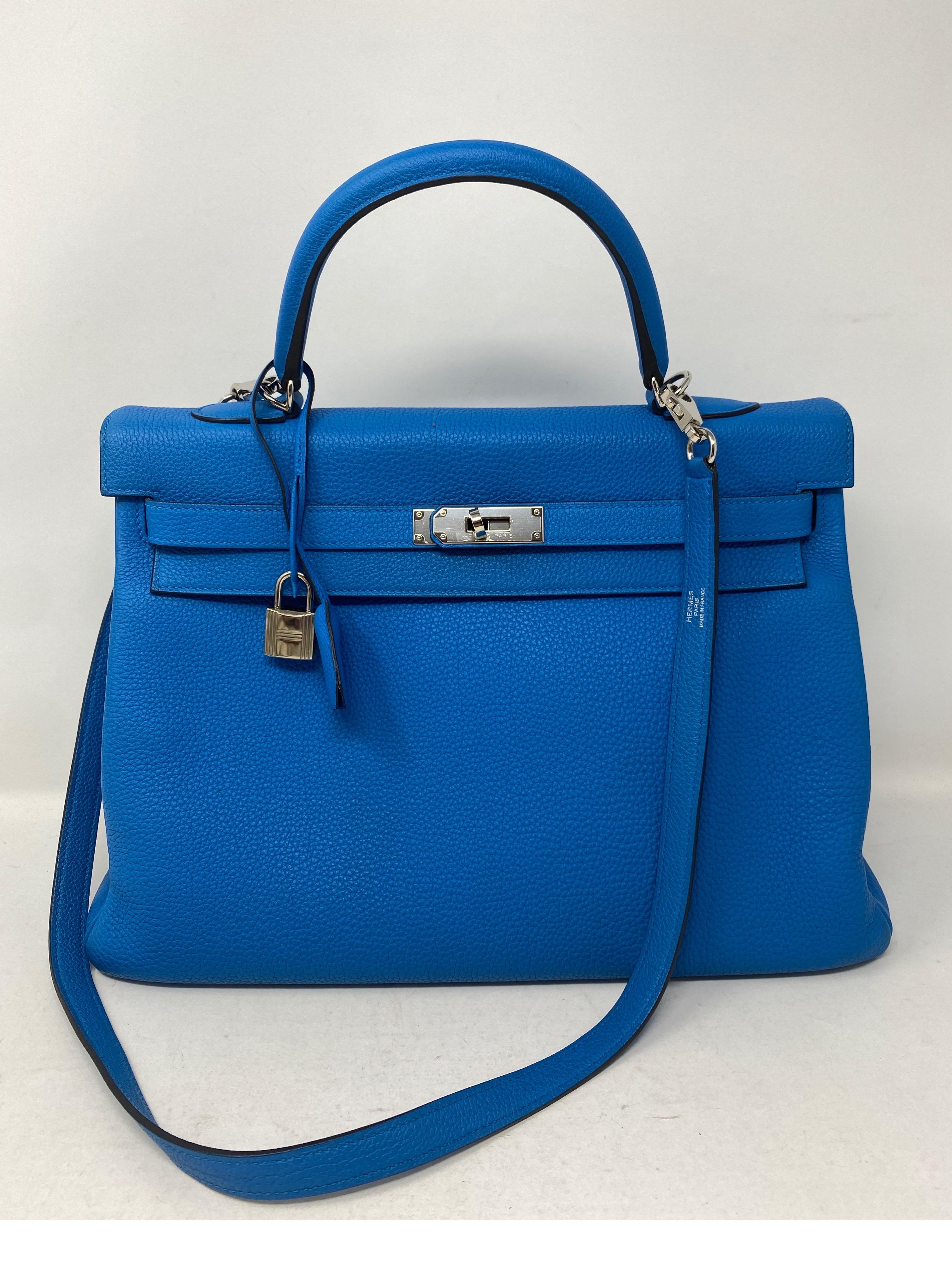 Hermes Blue Zanzibar Kelly 35 Bag  1