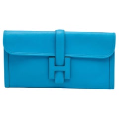 Hermes Blue Zanzibar Swift Leather Elan Jige 29 Clutch