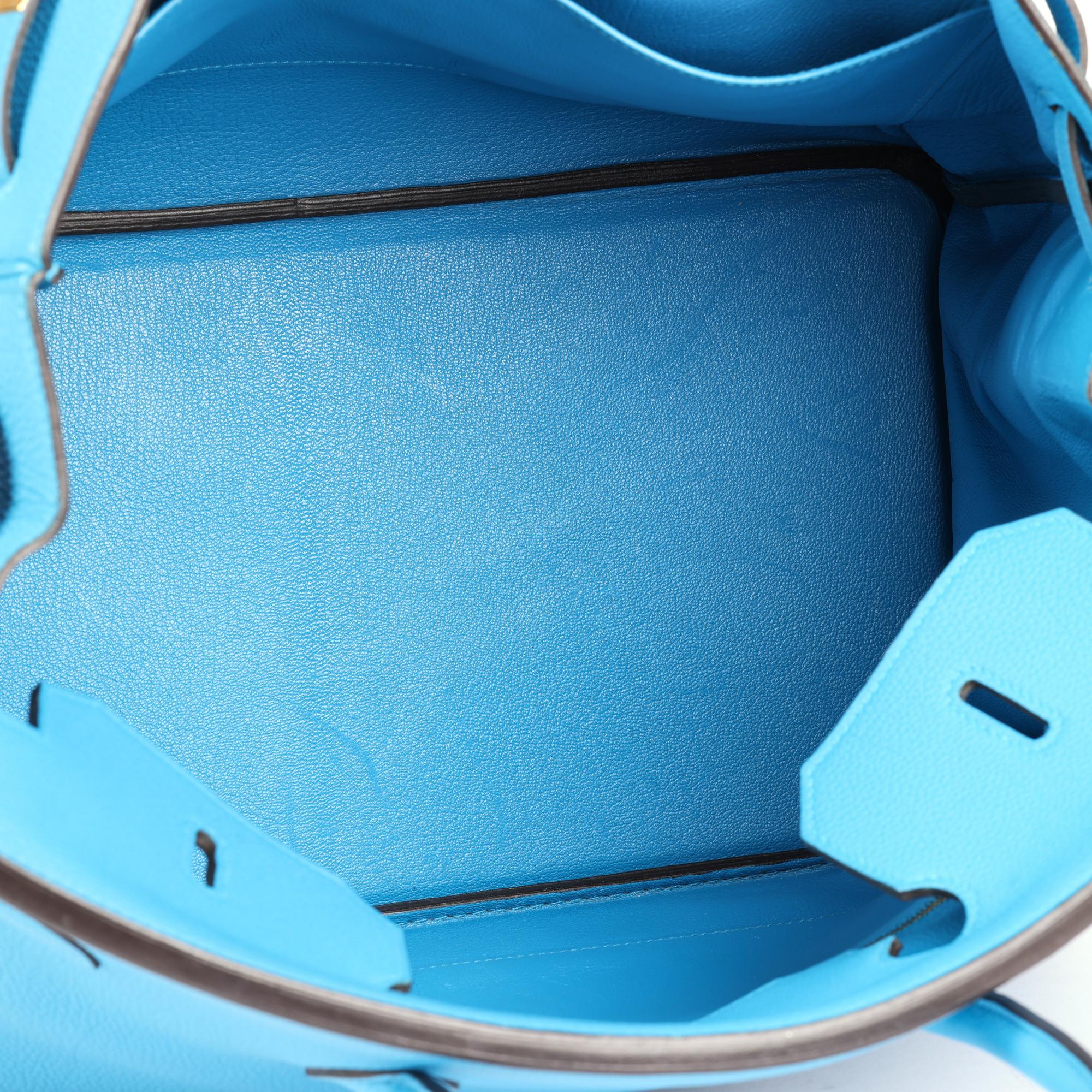 Hermès Blau Sansibar Togo Leder Birkin 40cm im Angebot 6