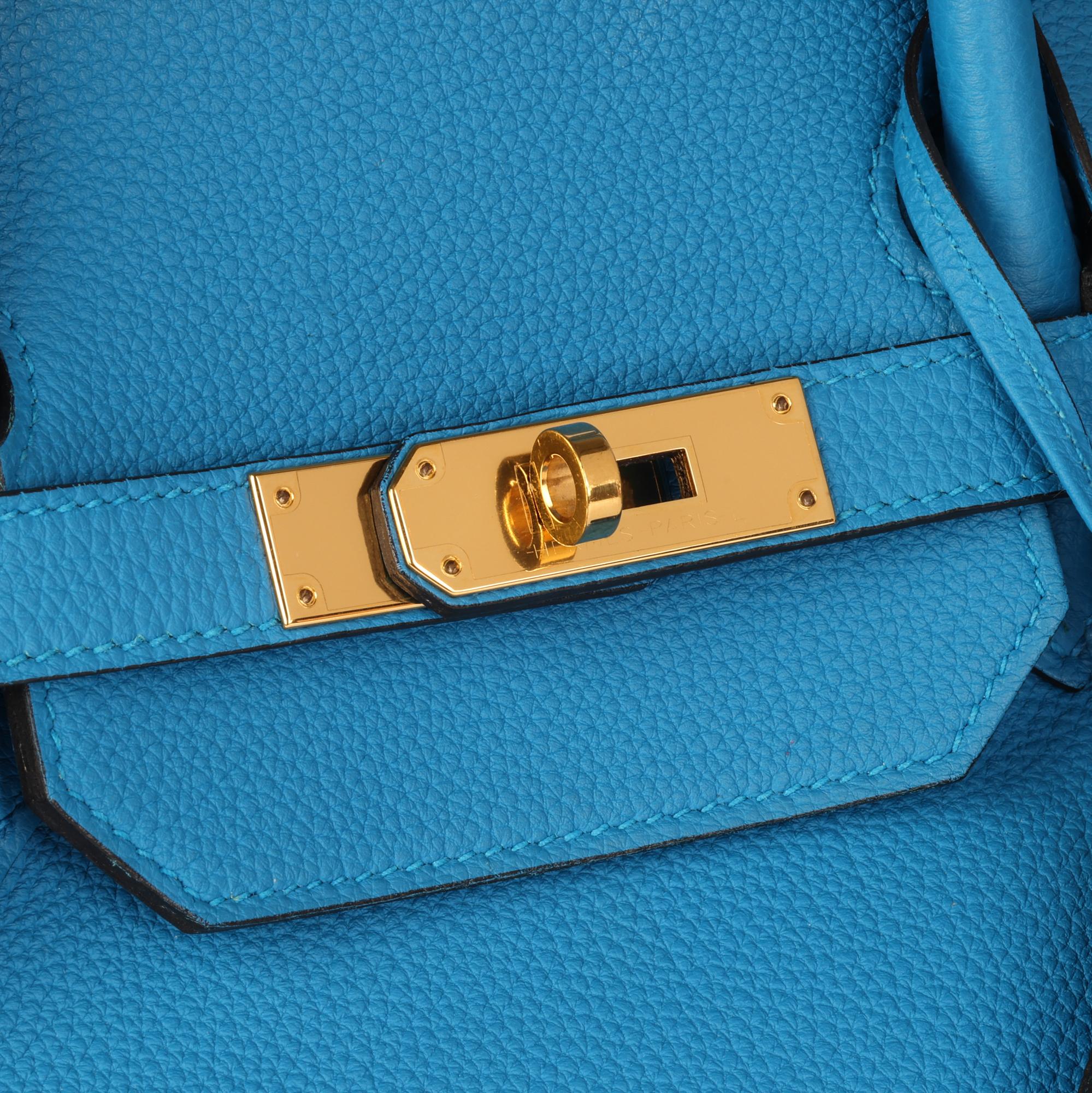 Hermès Blau Sansibar Togo Leder Birkin 40cm im Angebot 3