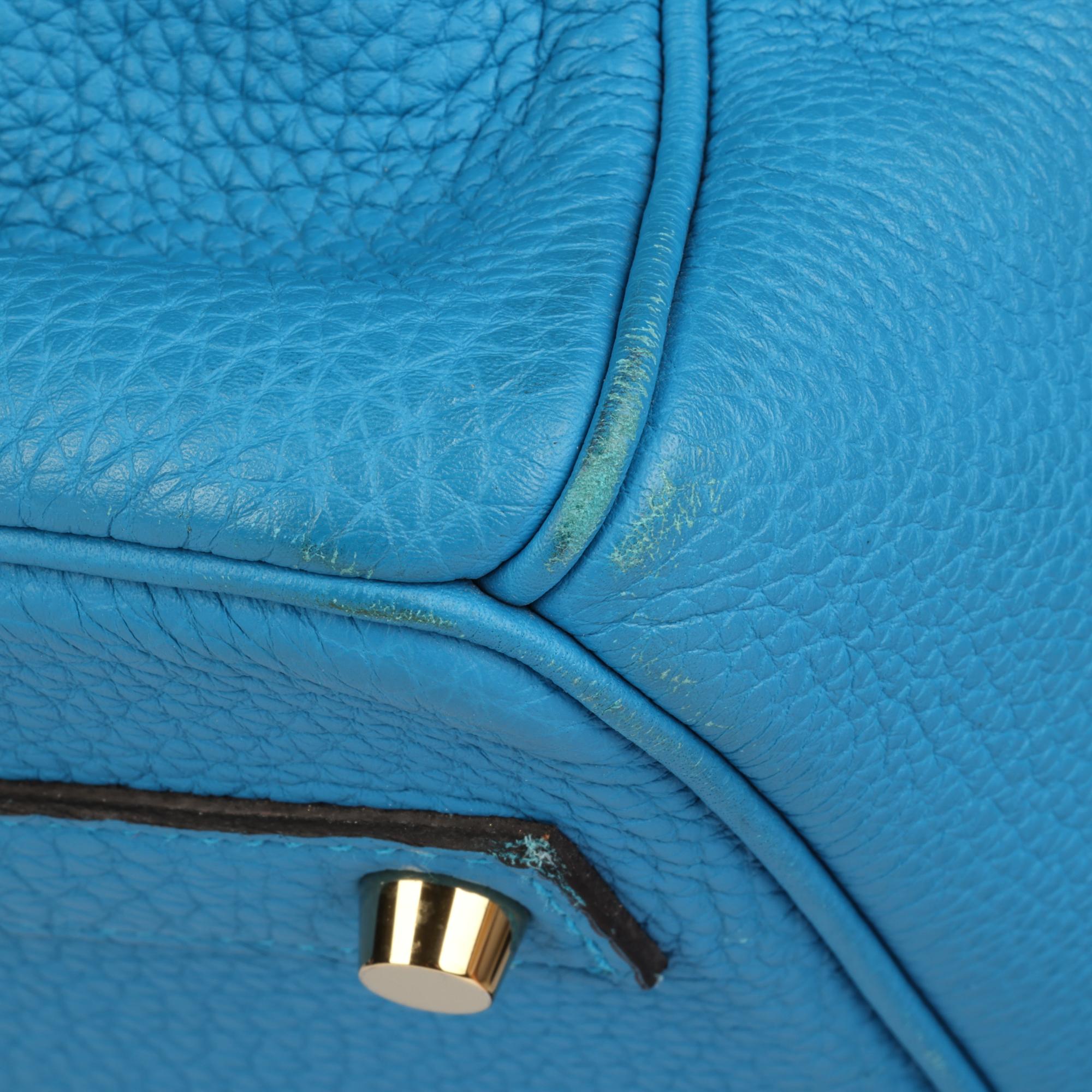 Hermès Blau Sansibar Togo Leder Birkin 40cm im Angebot 4