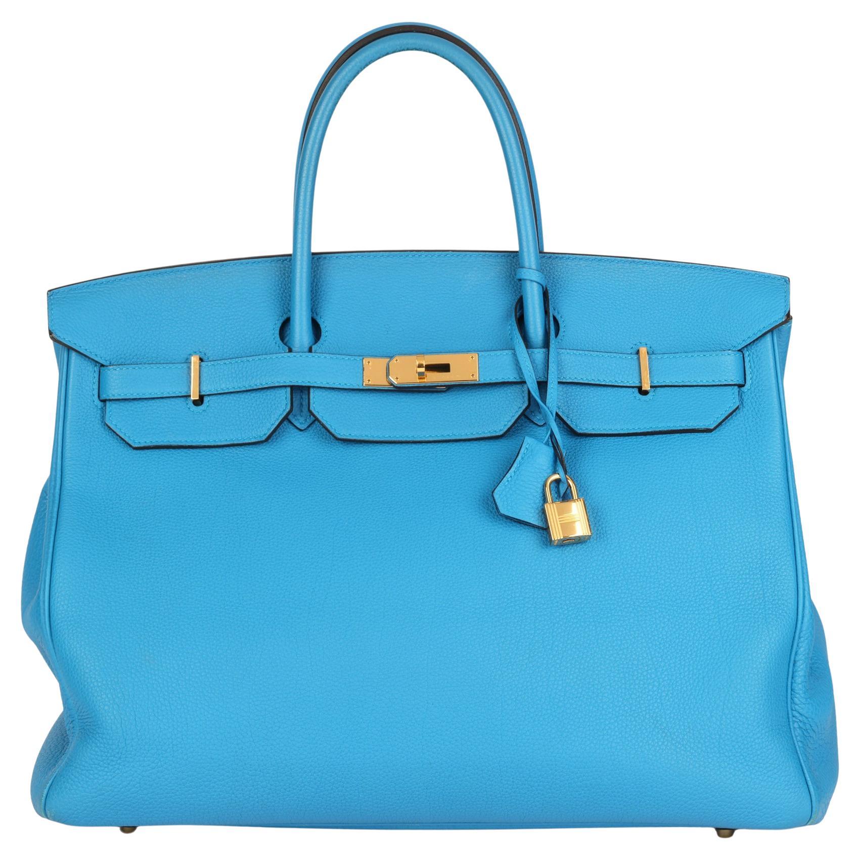 Hermès Blau Sansibar Togo Leder Birkin 40cm im Angebot