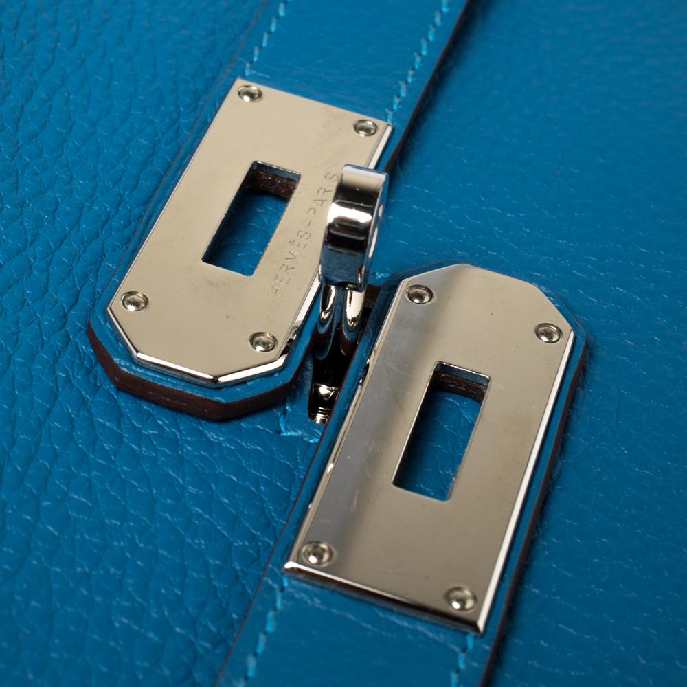 Hermes Blue Zanzibar Togo Leather Palladium Hardware Jypsiere 37 Bag 6