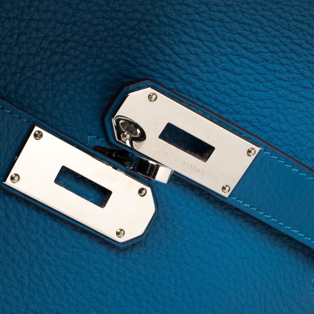 Hermes Blue Zanzibar Togo Leather Palladium Hardware Jypsiere 37 Bag 7