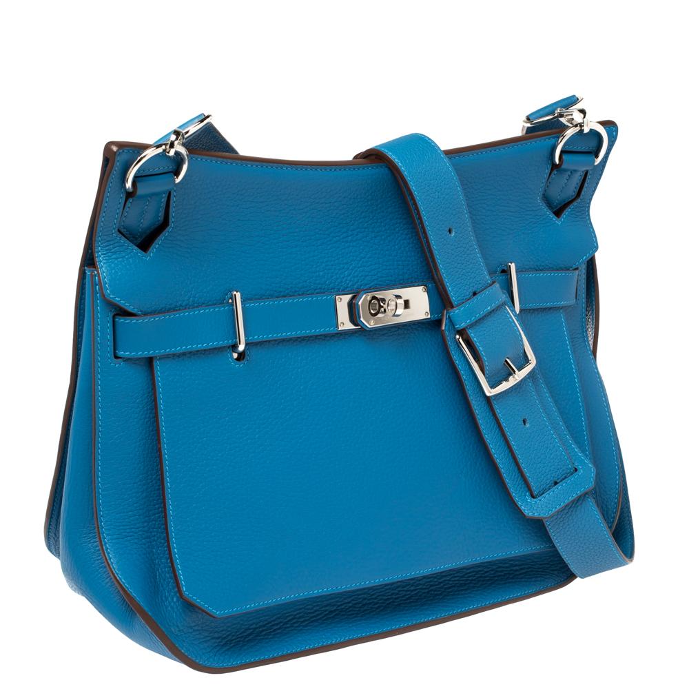 Hermes Blue Zanzibar Togo Leather Palladium Hardware Jypsiere 37 Bag In Good Condition In Dubai, Al Qouz 2