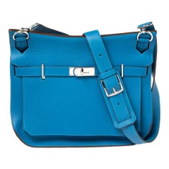 Sac Hermes Blue Zanzibar Togo Leather Palladium Hardware Jypsiere 37