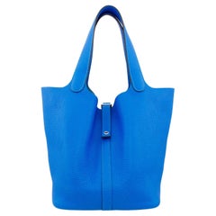 2016 Hermes Blue Zellige Taurillion Clemence Picotin 22 MM Bag