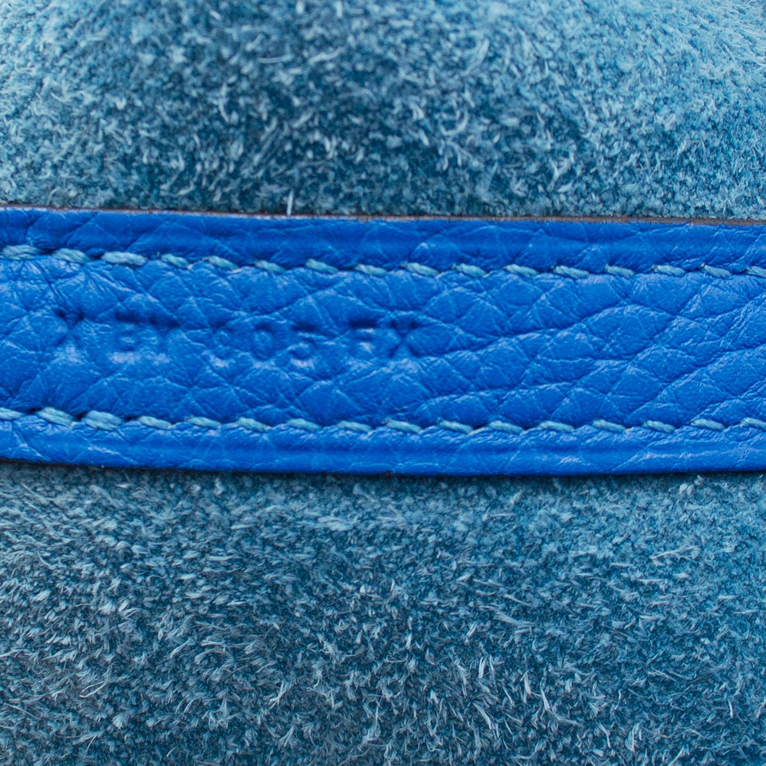 Women's 2016 Hermes Blue Zellige Taurillion Clemence Picotin 22 MM Bag