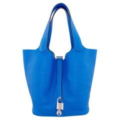 2016 Hermès Blaue Zellige Taurillion Clemence Picotin 22 MM Tasche