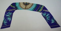 Hermes Blue Purple Turquoise "Feathers" Silk Maxi Twilly Scarf