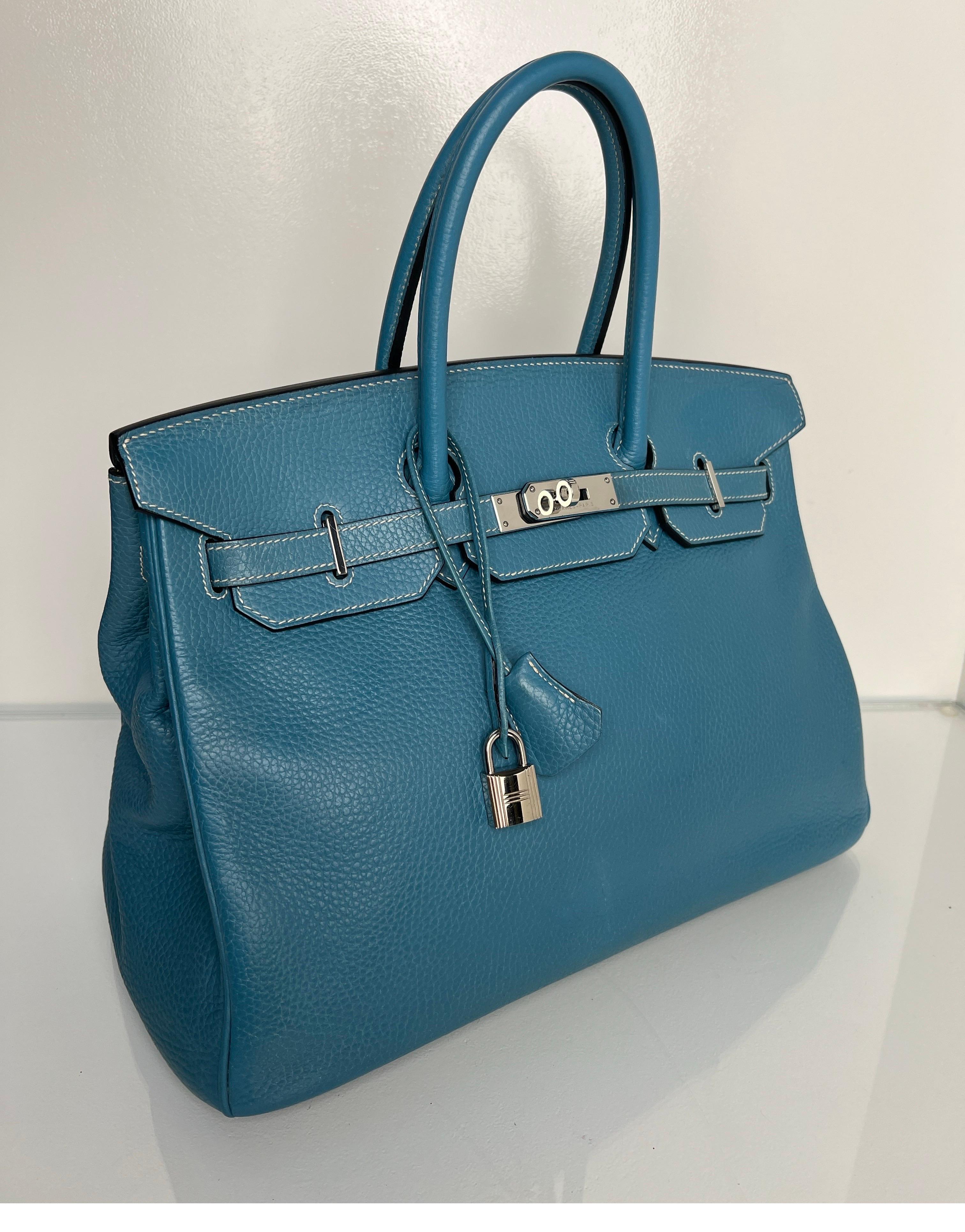 Hermes Blue Jean Birkin 35 Bag 8