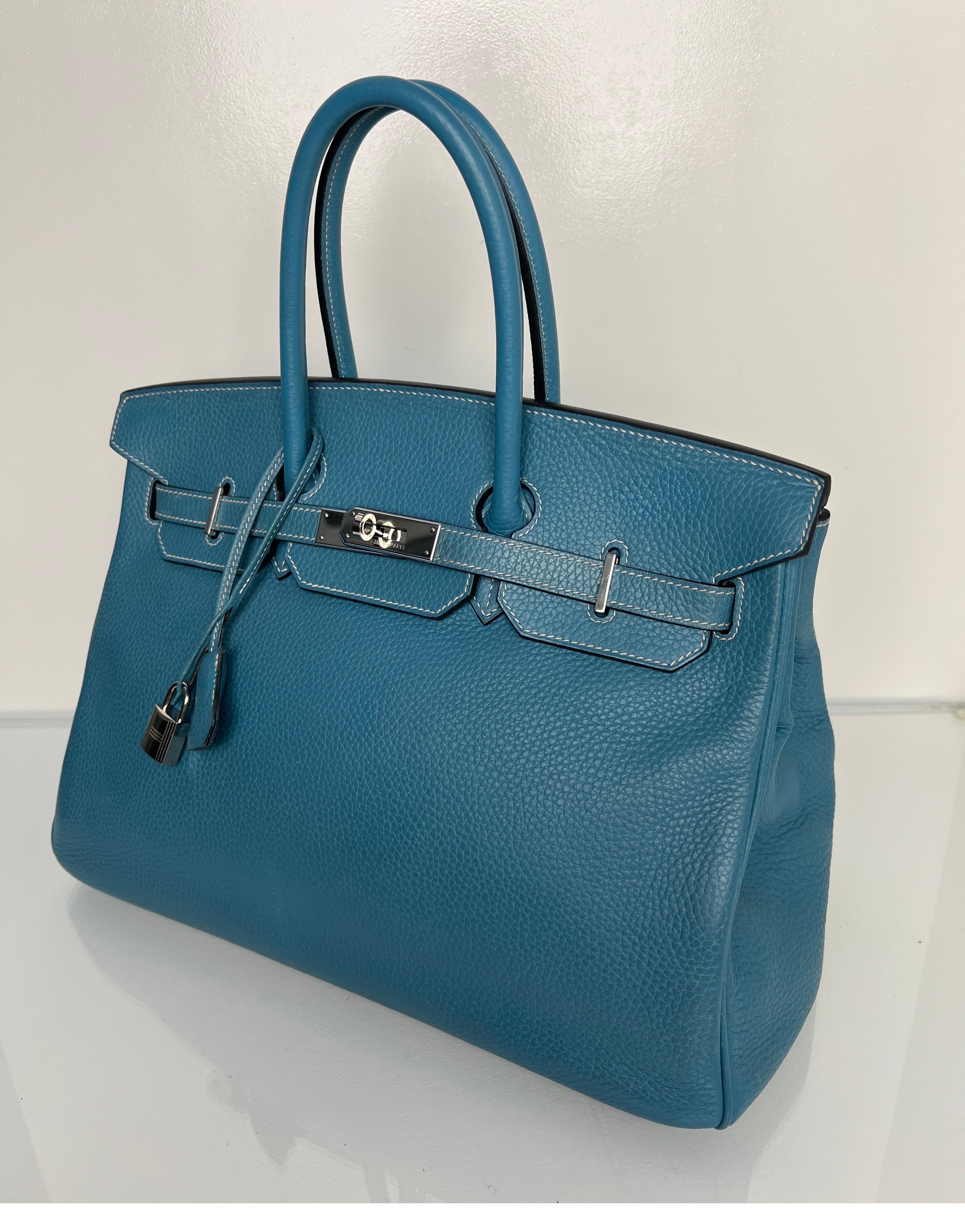 Hermes Blue Jean Birkin 35 Bag 9