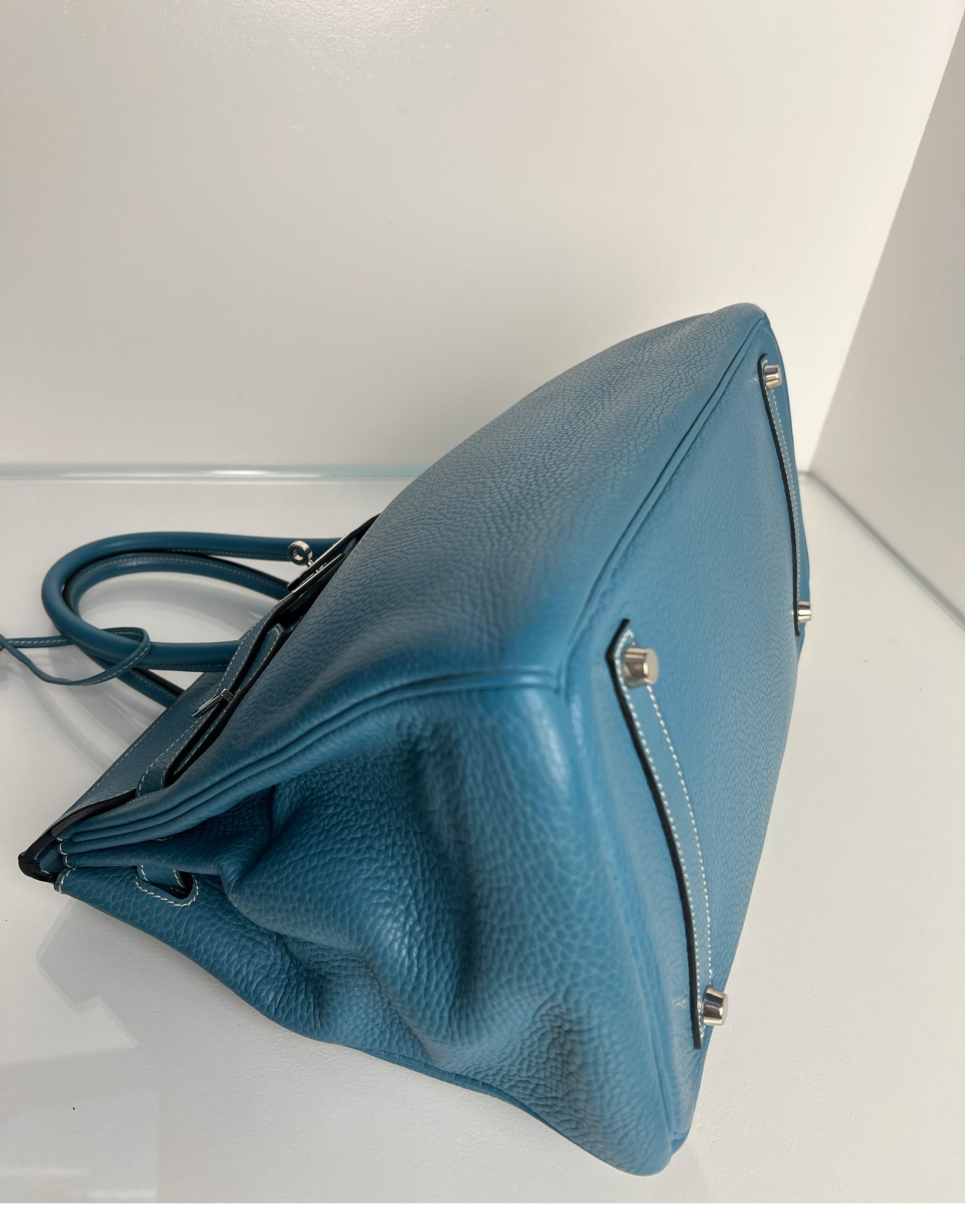 Hermes Blue Jean Birkin 35 Bag 14