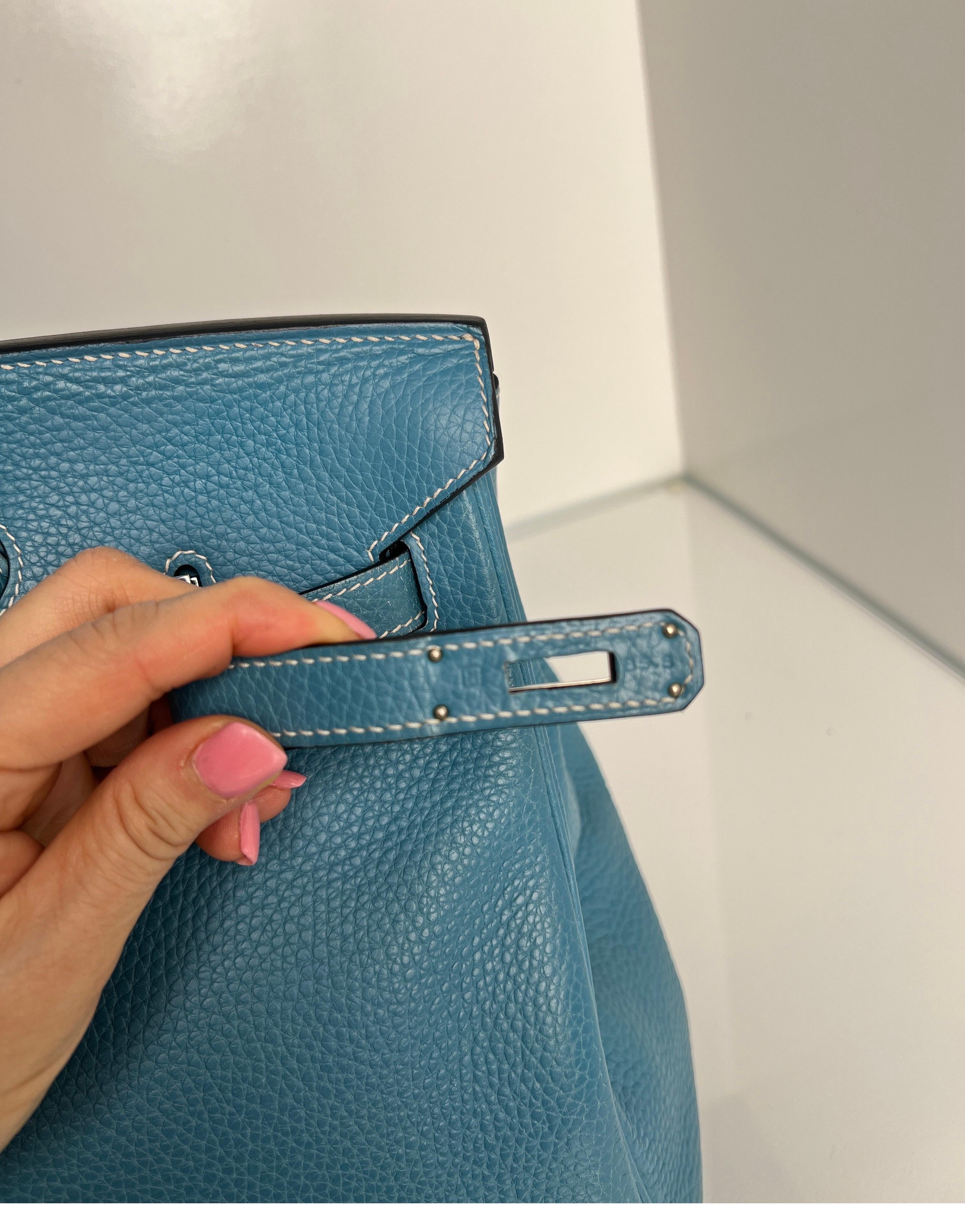 Hermes Blue Jean Birkin 35 Bag 16