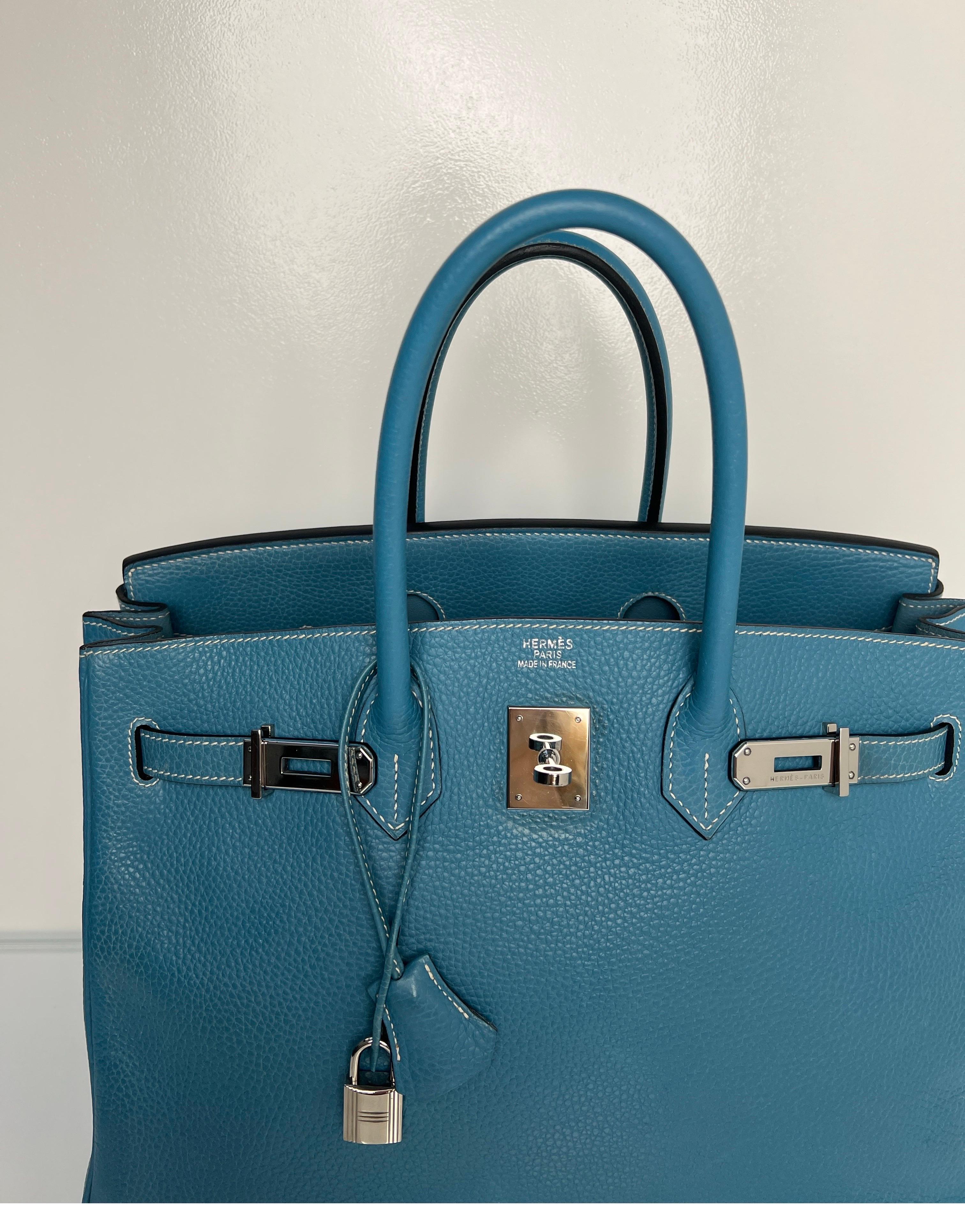 Hermes Blue Jean Birkin 35 Bag In Good Condition In Athens, GA