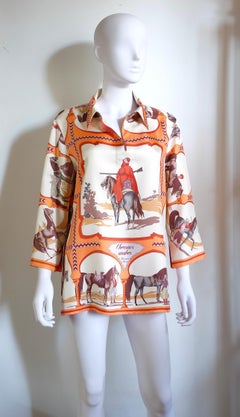 HERMÈS - "Chevaux Arabes" Silk Blouse By Hugo Grygkar