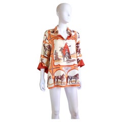 HERMÈS - "Chevaux Arabes" Silk Blouse By Hugo Grygkar