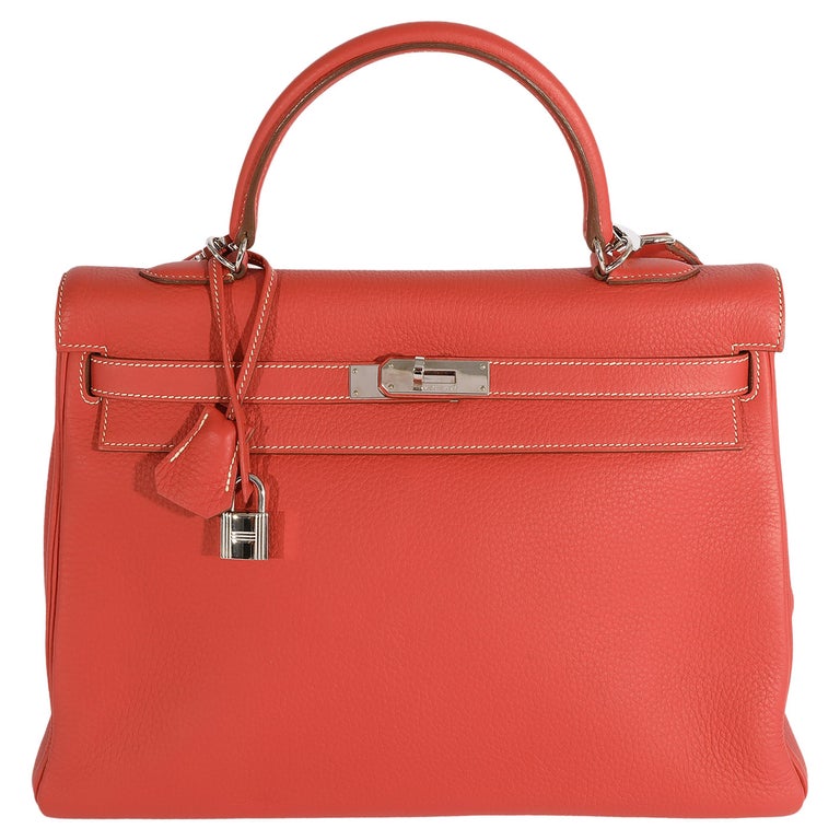 Hermes Kelly Bag Color Blocking Clemence Leather Gold Hardware In