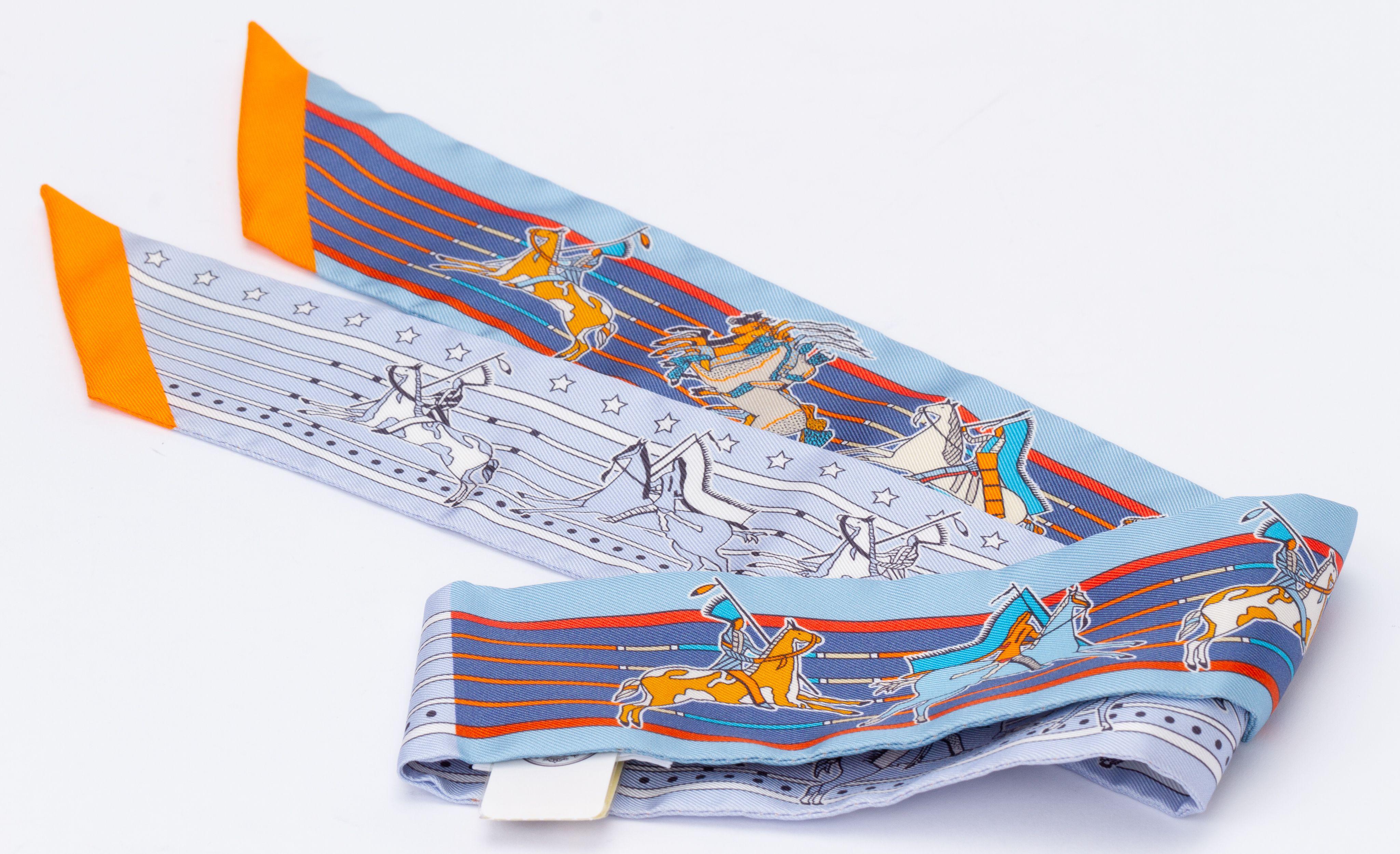 New Hermès twilly from the Kachinas edition. The piece is made out of silk and has a multicolor print with different characters shown. It comes in the original box closed with the Hermès ribbon.