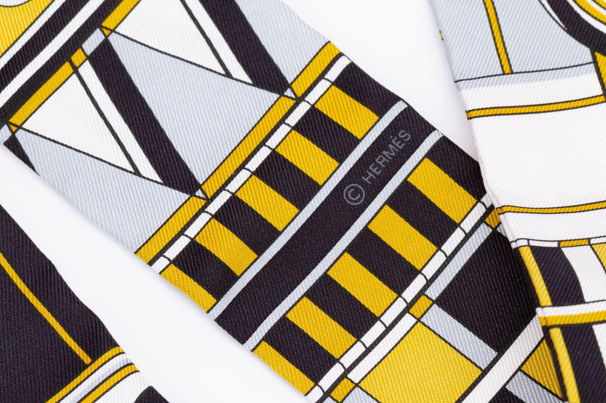 Women's Hermès BN Geometric Twilly Yellow/Black