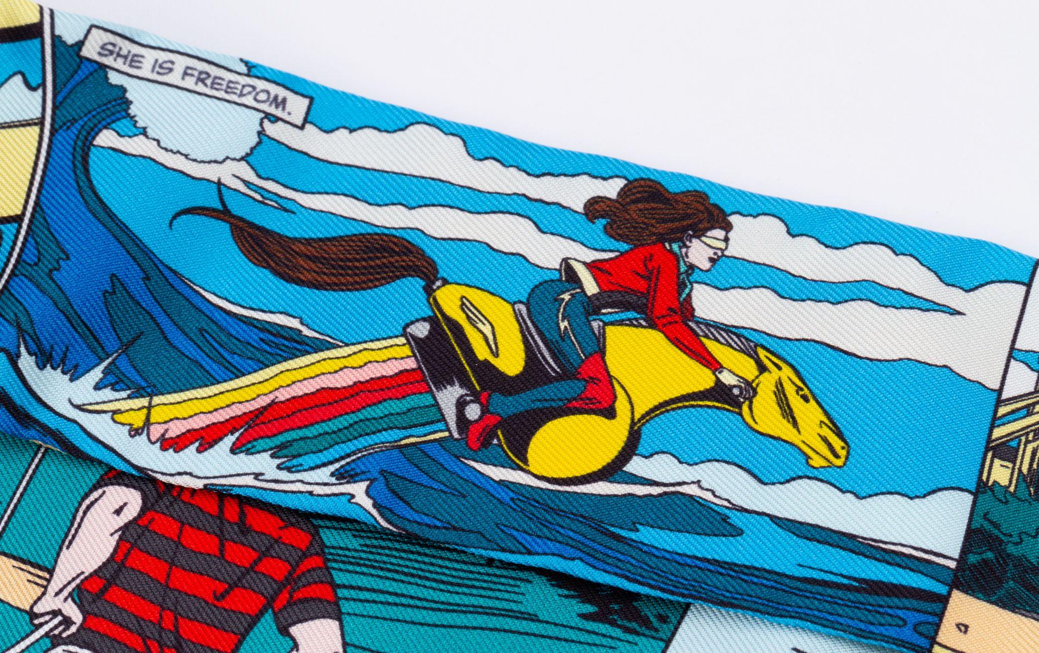 Black Hermès BN Wonderwoman Comic Twilly For Sale