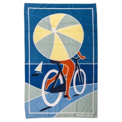 Hermès BNIB Serviette de plage bleu bicyclette