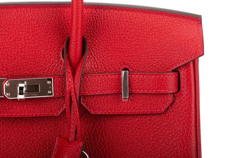Hermes Birkin Bag 25cm Rouge Casque Verso Togo Palladium Hardware