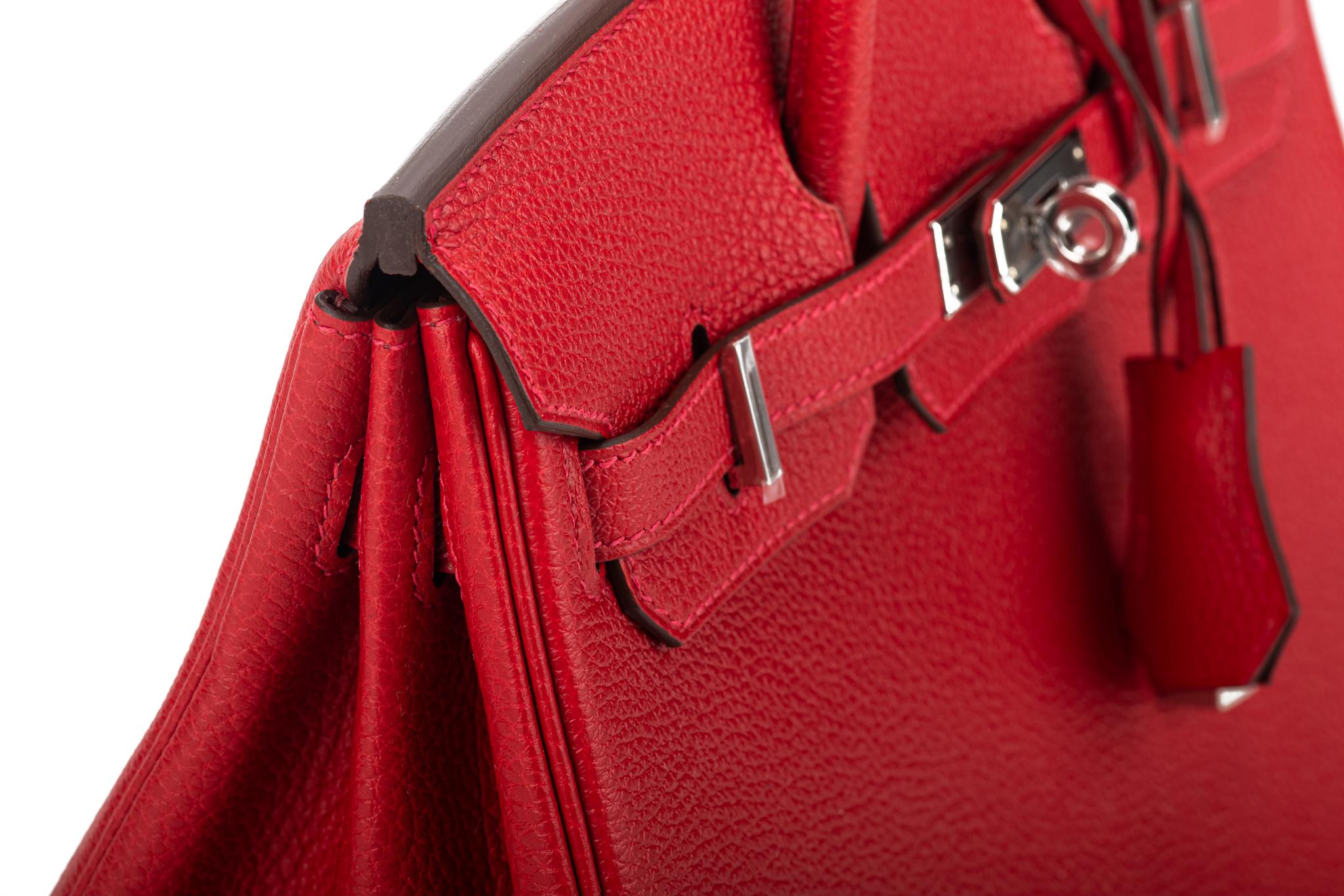 New Hermès Birkin 25 Verso Rouge Casaque Rouge H Togo Palladium Hardwar,  Box 4
