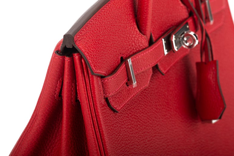 Hermes Birkin Bag 25cm Rouge Casque Verso Togo Palladium Hardware