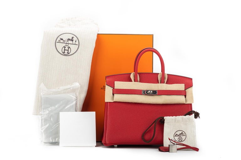 New Hermès Birkin 25 Verso Rouge Casaque Rouge H Togo Palladium