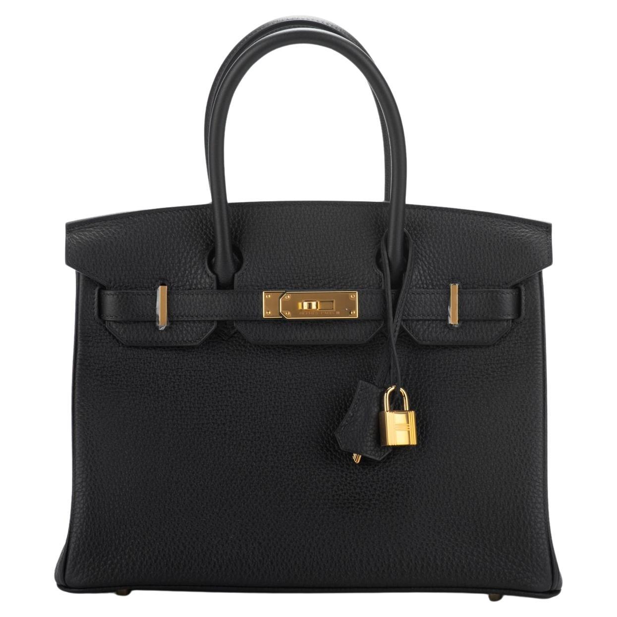 Hermes BNIB Black Togo Gold Birkin 30 For Sale