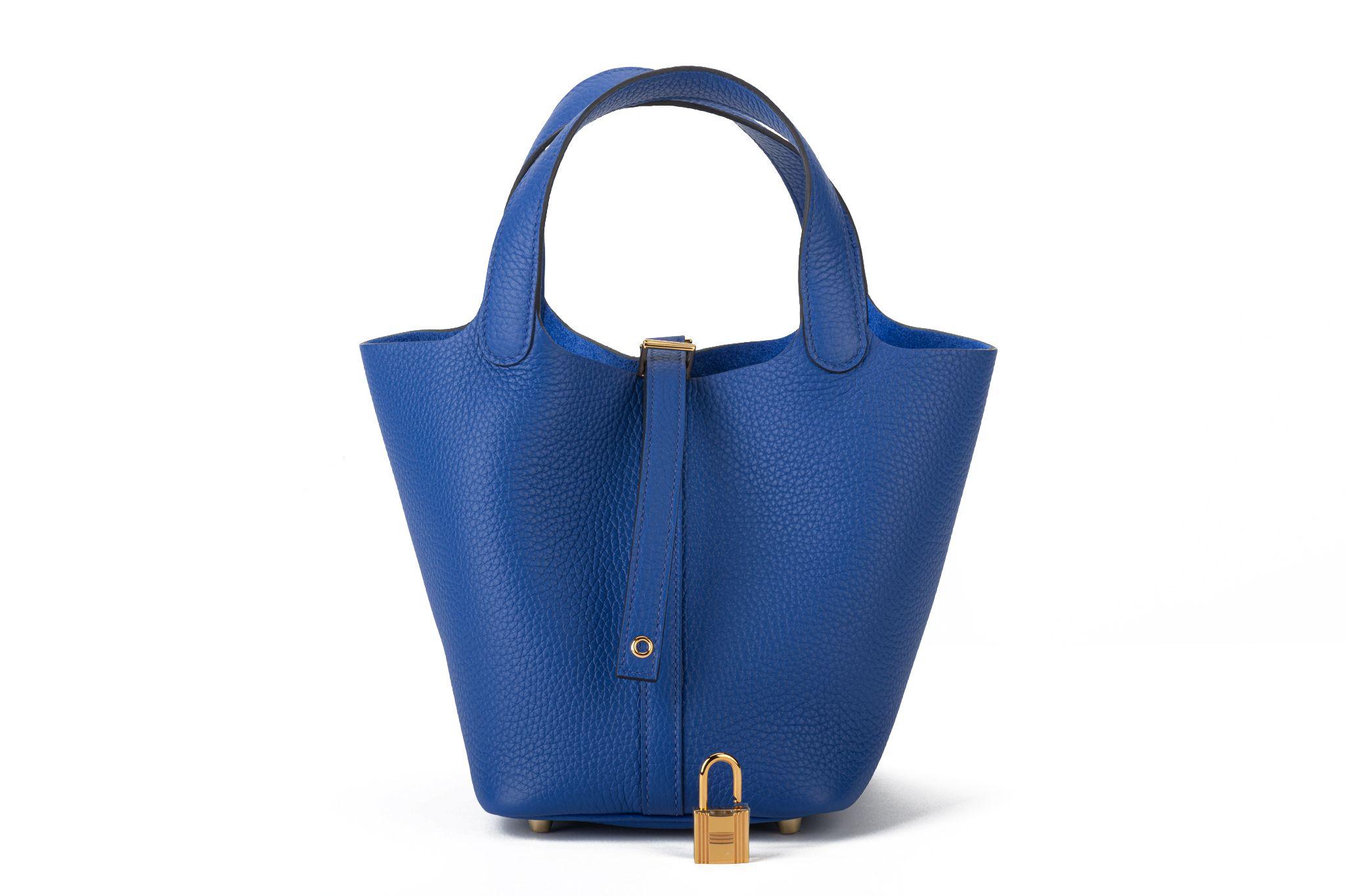 Women's Hermès BNIB Bleu Royal Gold 18 Picotin For Sale
