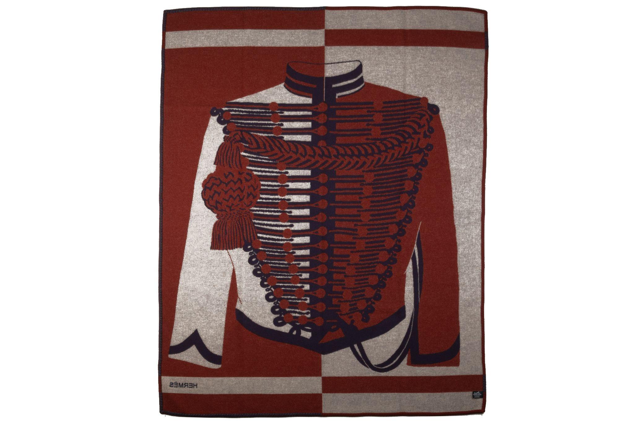 Hermes brand new collectible Brandebourg red and blue blanket. 90% wool and 10% cashmere.