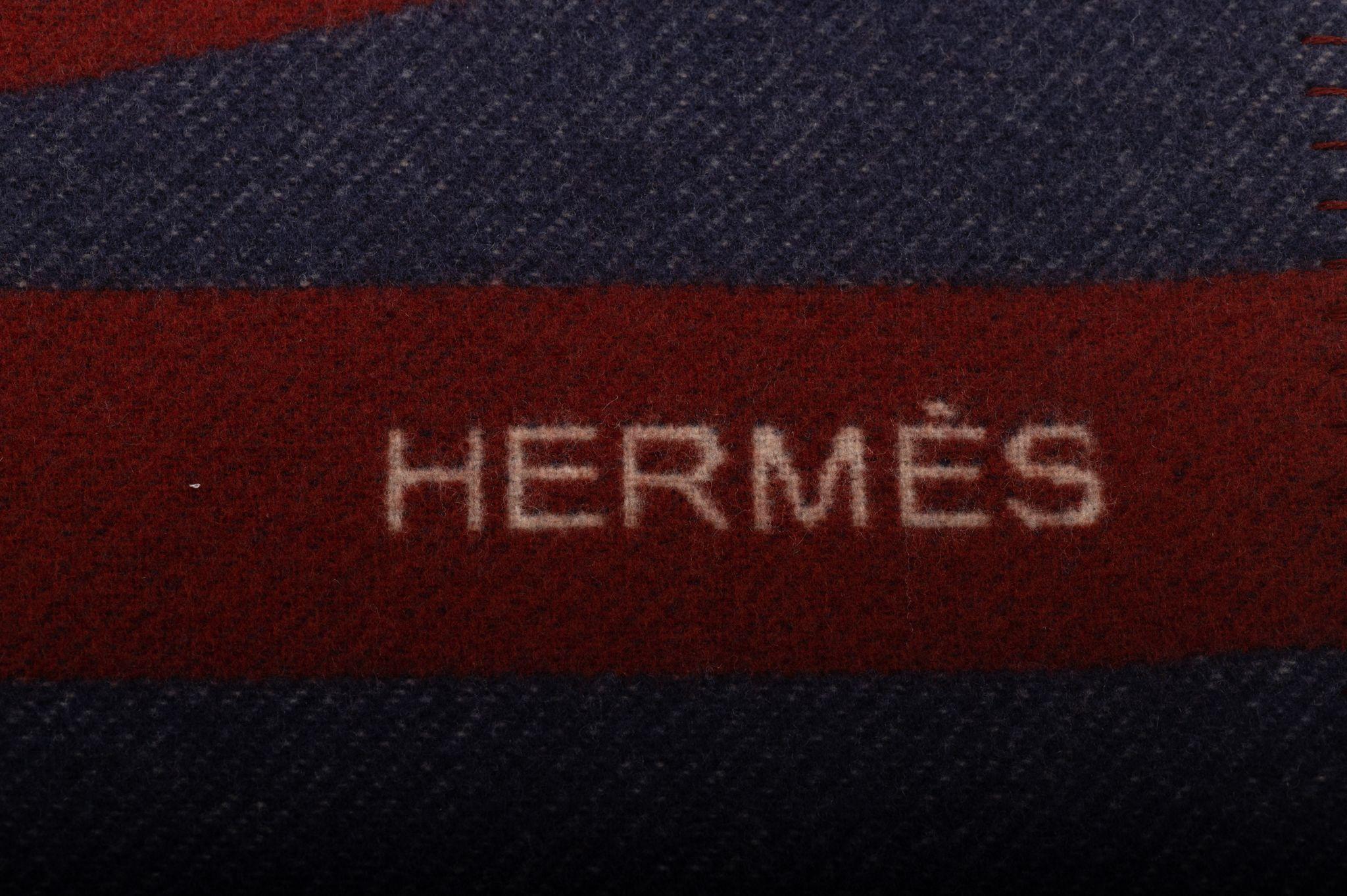 Hermes BNIB Blue Red Brandebourg Blanket For Sale 1