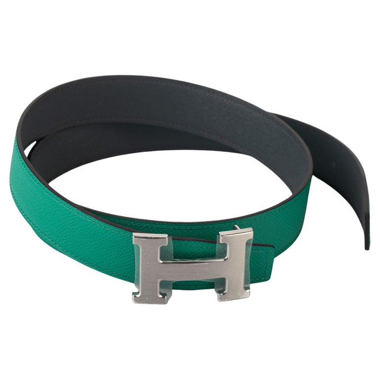 Hermès BNIB Green Jade Blue H Belt For Sale