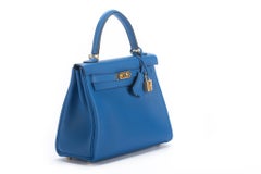 Hermes BNIB Kelly 25 Blue France Swift