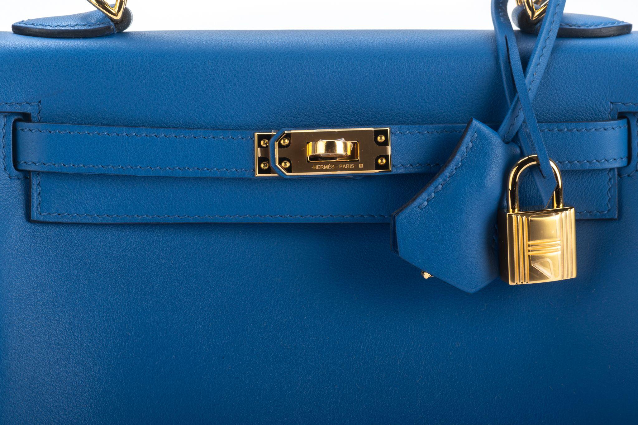 Hermes BNIB Kelly 25 Blue France Swift In New Condition For Sale In West Hollywood, CA