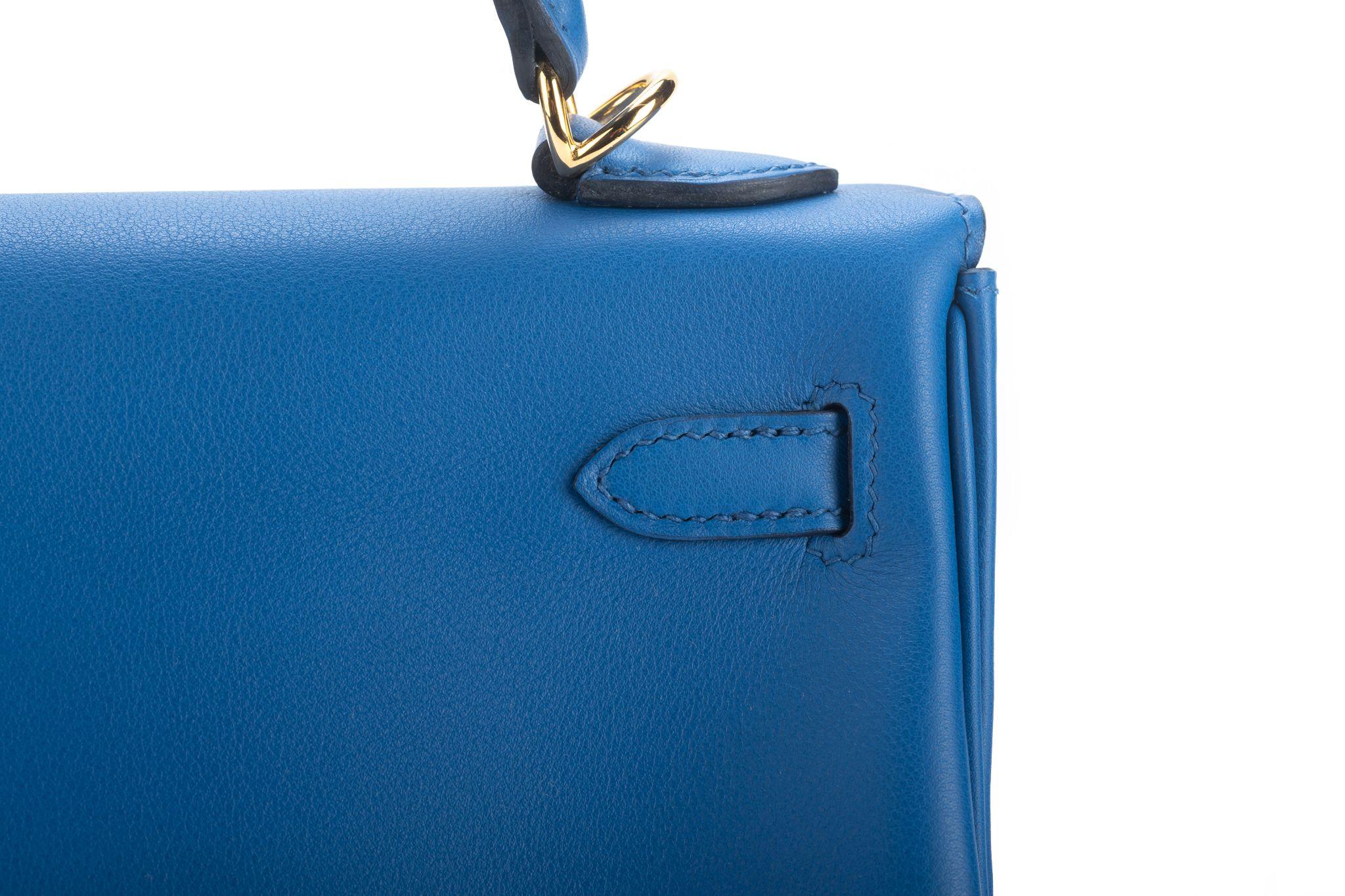 Hermes BNIB Kelly 25 Bleu France Swift en vente 3