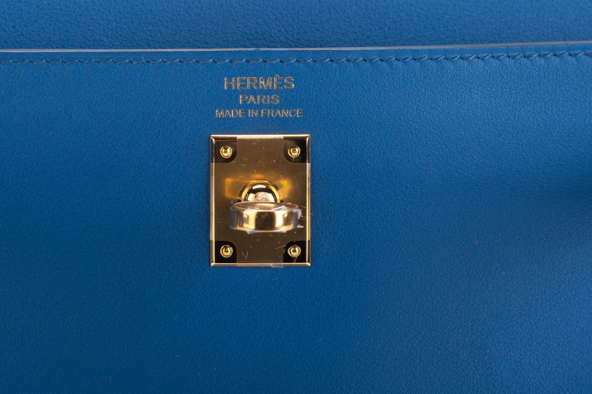 Hermes BNIB Kelly 25 Blue France Swift For Sale 2