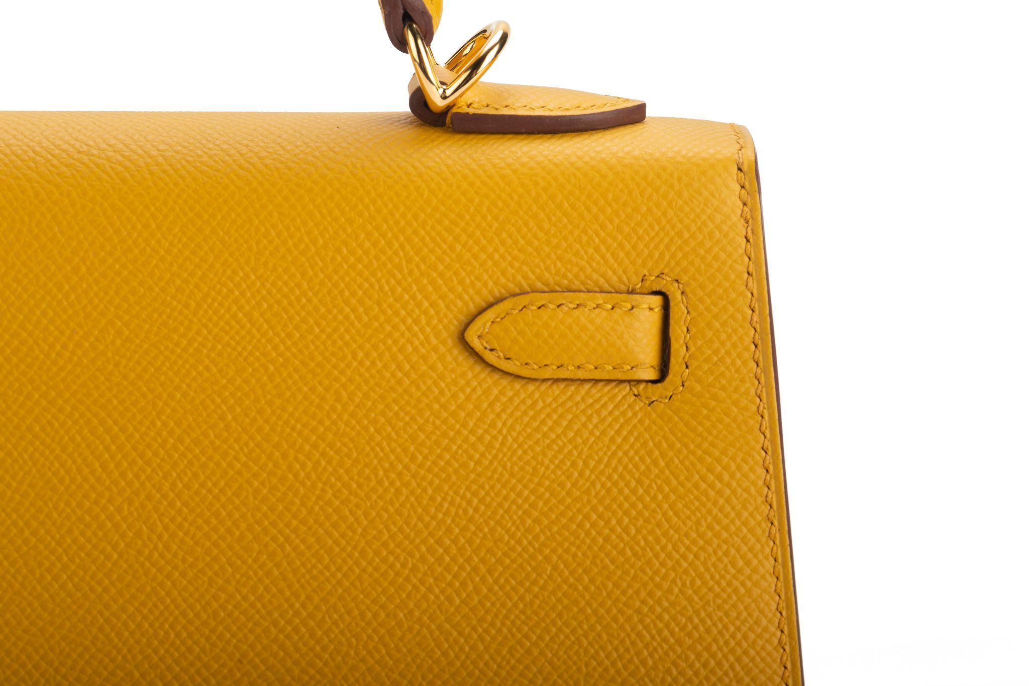Hermes BNIB Kelly 25 Jaune Ambre Sellier Epsom 2