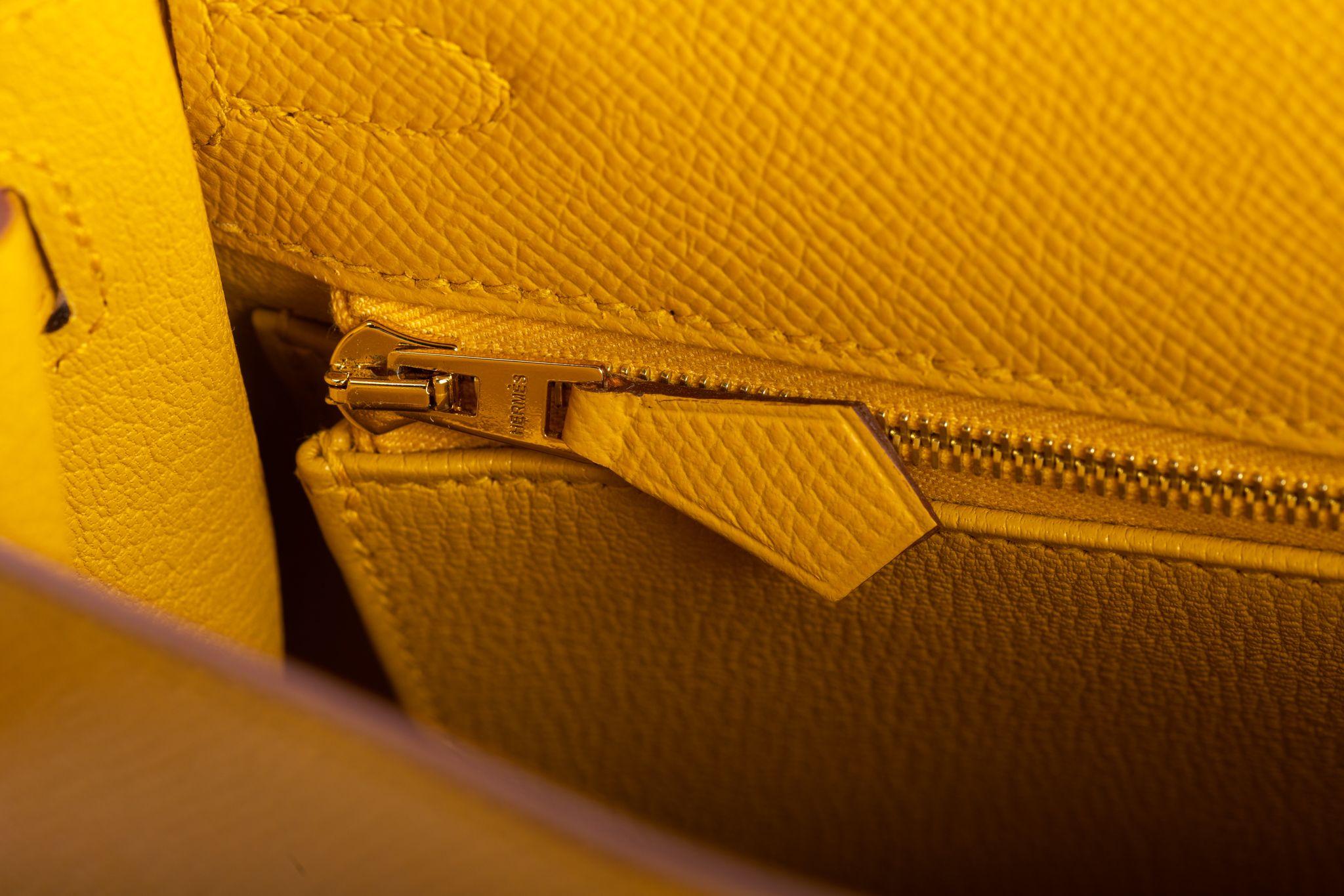 Hermes BNIB Kelly 25 Jaune Ambre Sellier Epsom  3