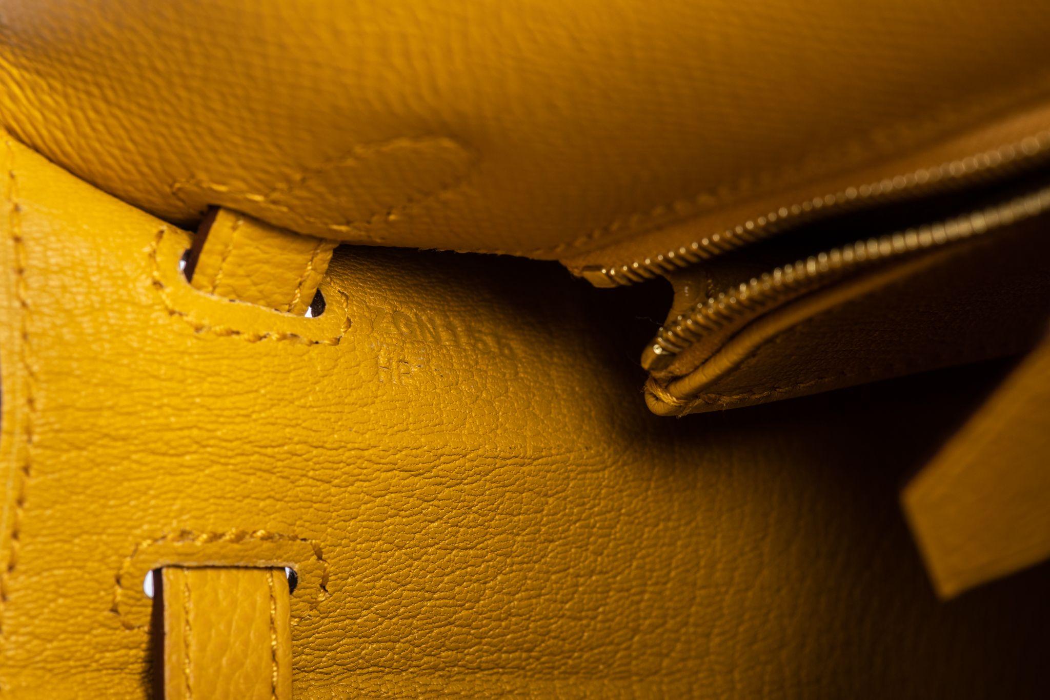 Hermes BNIB Kelly 25 Jaune Ambre Sellier Epsom 4