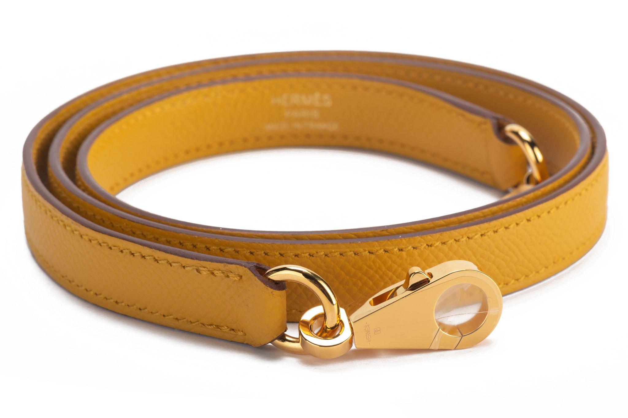 Hermes BNIB Kelly 25 Jaune Ambre Sellier Epsom  5