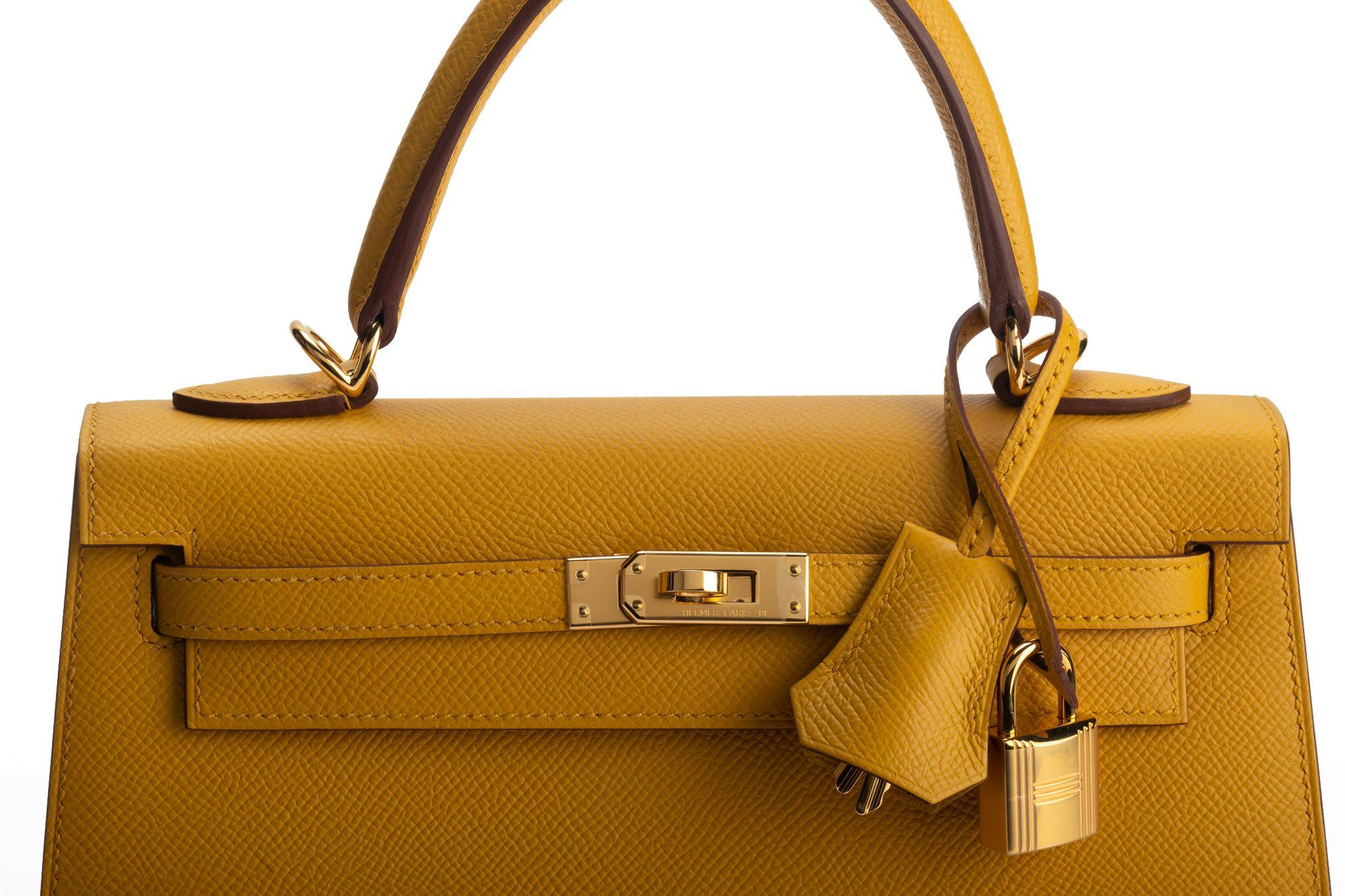 Orange Hermes BNIB Kelly 25 Jaune Ambre Sellier Epsom